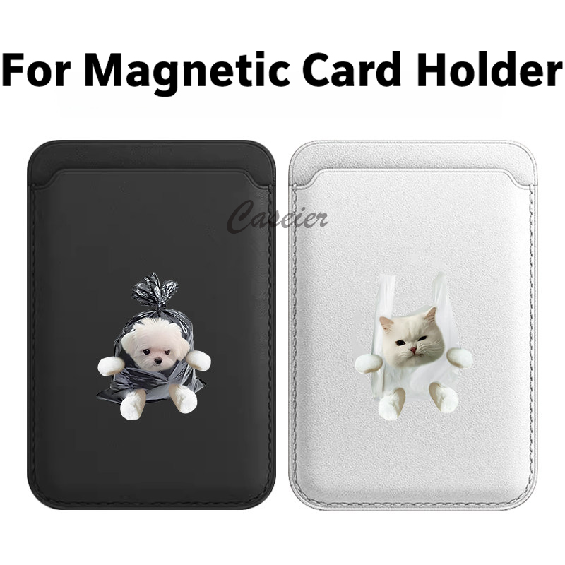Phone Accessories For Android - Garbage Bag Cat Magnetic Leather Wallet