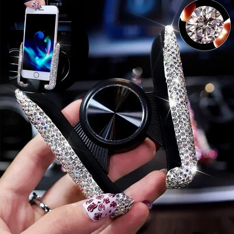 Phone Accessories For Android - NEW Car Phone Holder Diamond Crystal